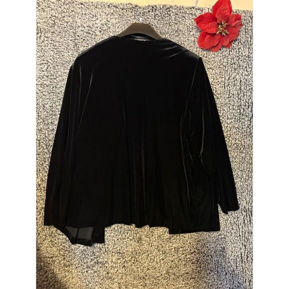Kathie Lee Women's Plus Size 20 Velvet Cardigan & Tank Set Black/Red - Picture 5 of 12